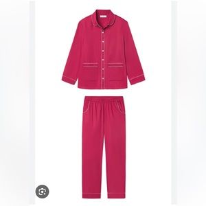 Lake Poplin Piped Pants Set Pajamas in Bordeaux w/ Blue Piping- NWOT - Size XL